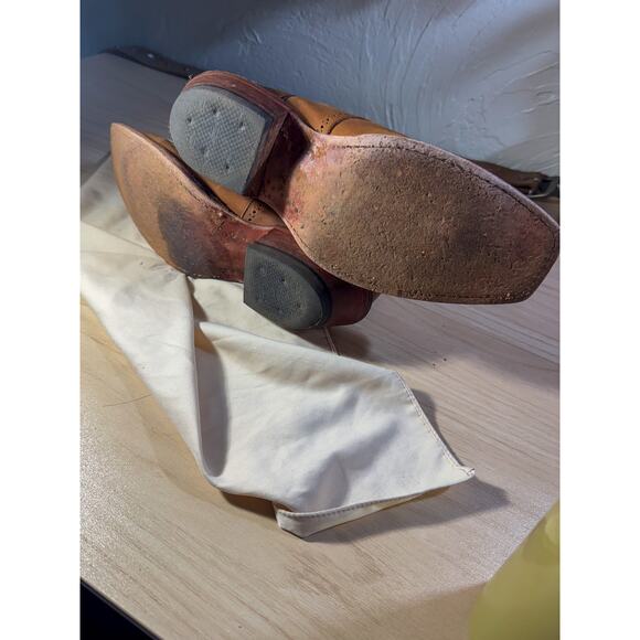 JUSTIN Made in USA Pink & Brown Leather Square Toe Boots Women's Size 7.5 B - Picture 6 of 11